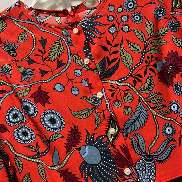 Ann Taylor Loft Primavera Tamale Red Floral Long Sleeve Dress - Picture 7 of 9